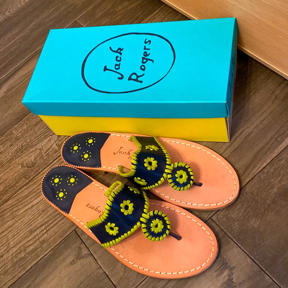 Jack Rogers Jacks Flat Sandal NWT - Midnight Lime